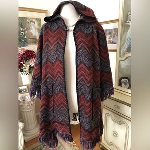 HEI HEI NWOT Mesilla Jacquard fringed hooded coat size XS/S